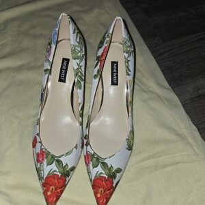 Nine West Floral Heels - Red, Green, and Blue